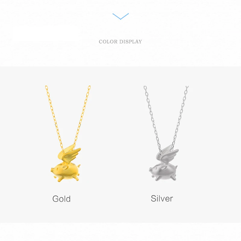Qevila 2019 Hot Original Design Flying Sweet Pig Necklace Pendant 925 Sterling Silver 18k Gold for Women Couple Unique Gift Boho (14)