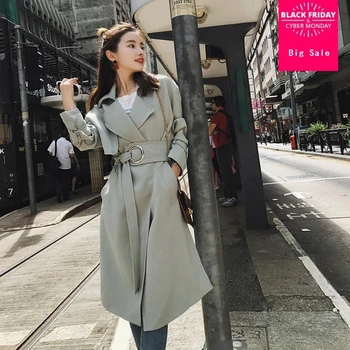 Korean high street style temperamental slim long-sleeved trench coat female Autumn fashion new lace up oversize outERwear L857
Korean high street style temperamental slim long-sleeved trench coat female Autumn fashion new lace up oversize outERwear L857