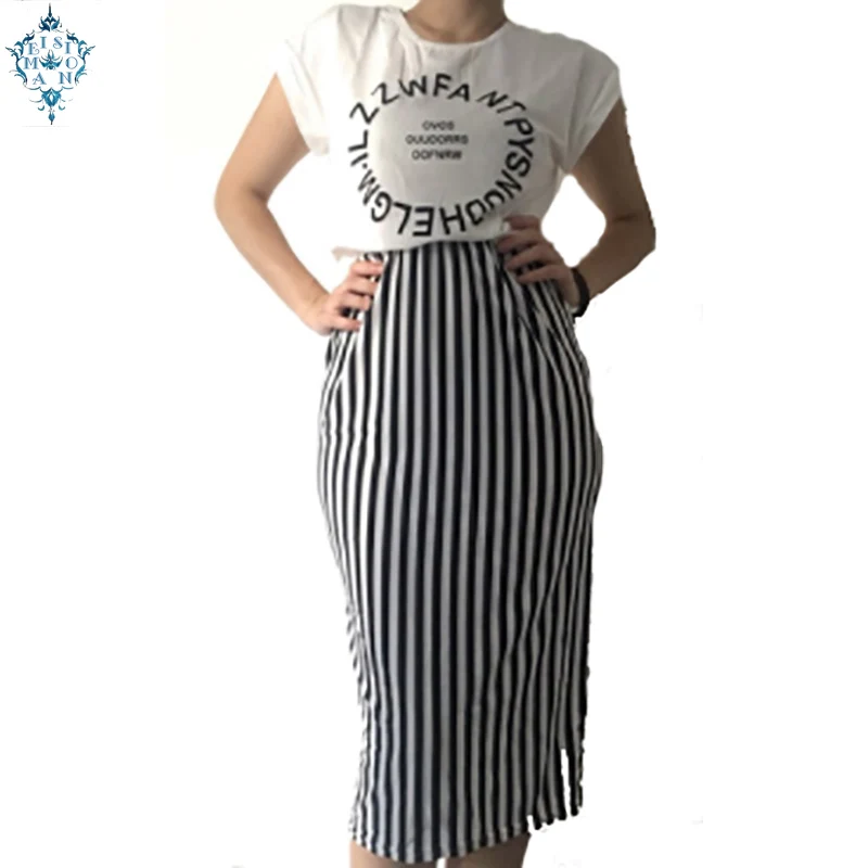 Ameision Women 2 in 1 One-piece Letter Print Vertical Striped Blouse Dresses round neck Midi Short Sleeve Bodycon Long Dress
Ameision Women 2 in 1 One-piece Letter Print Vertical Striped Blouse Dresses round neck Midi Short Sleeve Bodycon Long Dress