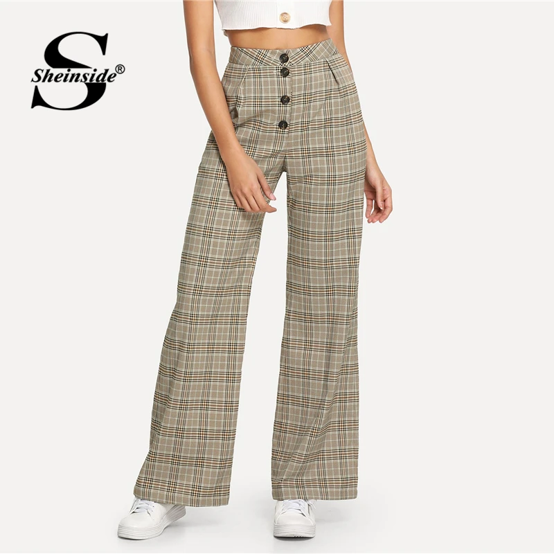 Sheinside Khaki Elegant Mid Waist Pocket Pants Women 2019 Spring Casual Wide Leg Pants OL Ladies Workwear Button Plaid Pants
Sheinside Khaki Elegant Mid Waist Pocket Pants Women 2019 Spring Casual Wide Leg Pants OL Ladies Workwear Button Plaid Pants