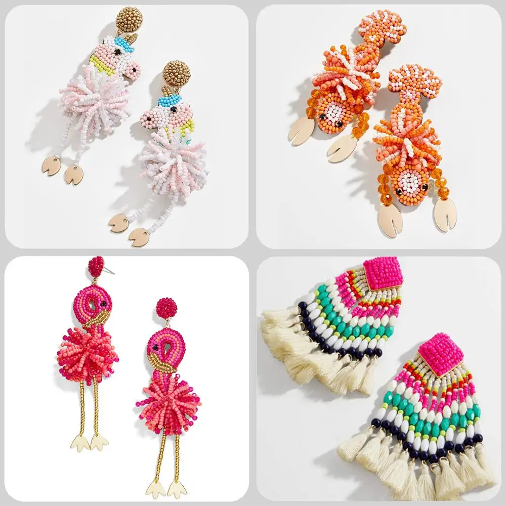 Vedawas Bohemian Beaded Flamingo Drop Earrings for Wedding Handmade Jewelry Unique Design Fashion Women Statement Earings xg3178 
Vedawas Bohemian Beaded Flamingo Drop Earrings for Wedding Handmade Jewelry Unique Design Fashion Women Statement Earings xg3178