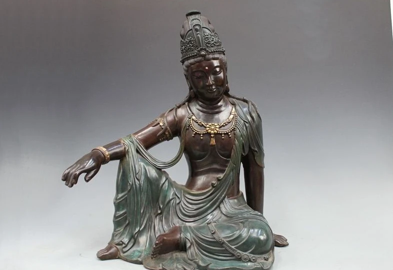 22 Tibetan Pure Bronze Copper freedom Guanyin Kwan-yin Bodhisattva sit Statue a5.19
22 Tibetan Pure Bronze Copper freedom Guanyin Kwan-yin Bodhisattva sit Statue a5.19