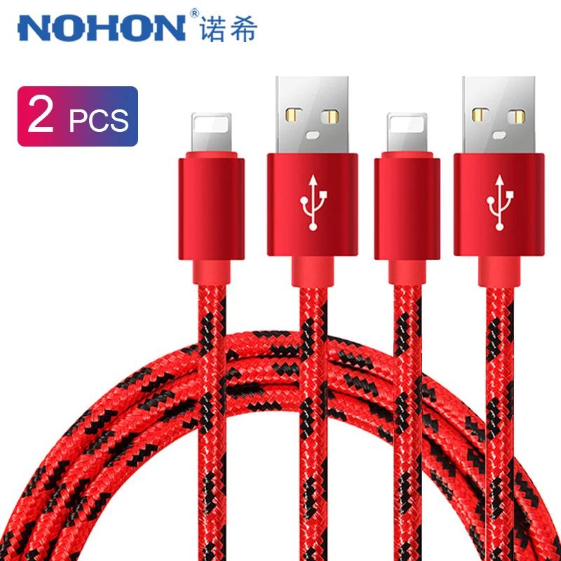 NOHON 2 шт. USB кабель передачи данных для быстрой зарядки Apple iPhone XS MAX XR X 7 6 8 6S 5S 5 Plus iPad