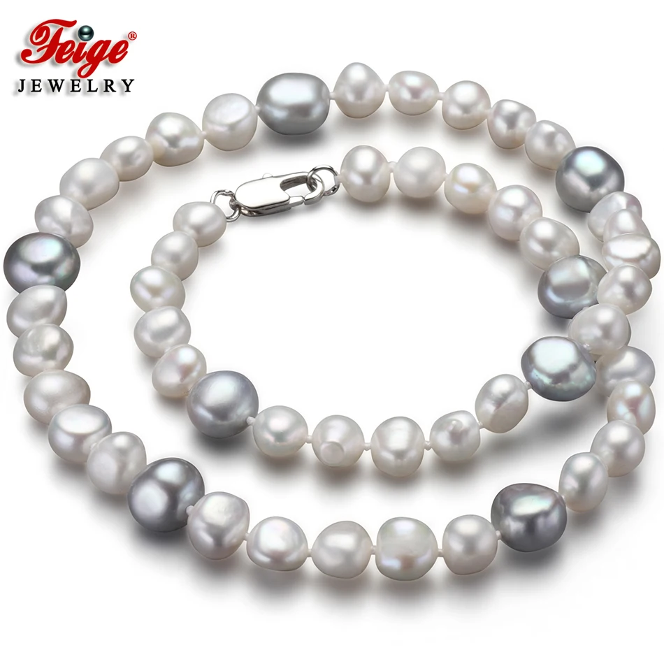 Feige Special offer Baroque 7-8/10-11MM White/Gray Freshwater Pearl Necklace for Women's Trendy style Collar Fine Pearl Jewelry
Feige Special offer Baroque 7-8/10-11MM White/Gray Freshwater Pearl Necklace for Women's Trendy style Collar Fine Pearl Jewelry