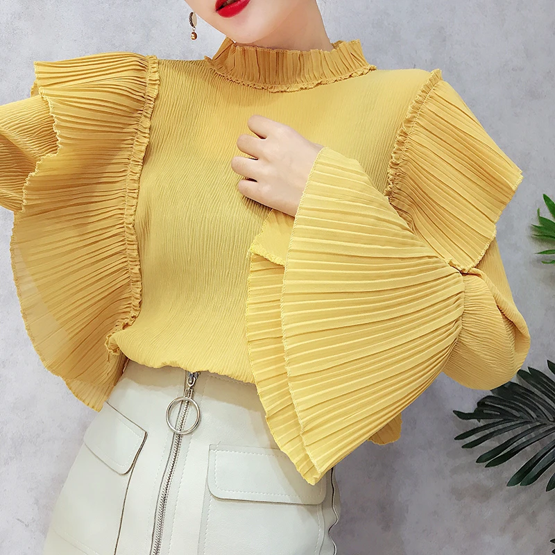 Amolapha Women Loose Chiffon Blouses Shirts Flare Sleeve Stand Collar Woman Casual Solid Jumper Tops
Amolapha Women Loose Chiffon Blouses Shirts Flare Sleeve Stand Collar Woman Casual Solid Jumper Tops