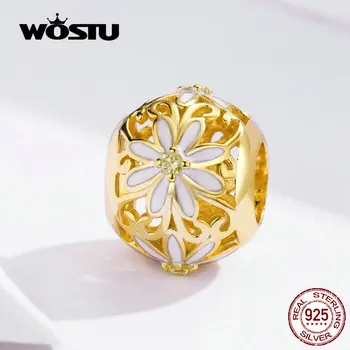 WOSTU Daisy Flower Beads 925 Sterling Silver CZ Gold Color Charm Fit Original Bracelet Pendant Beads For Jewelry Making FIC1216
WOSTU Daisy Flower Beads 925 Sterling Silver CZ Gold Color Charm Fit Original Bracelet Pendant Beads For Jewelry Making FIC1216