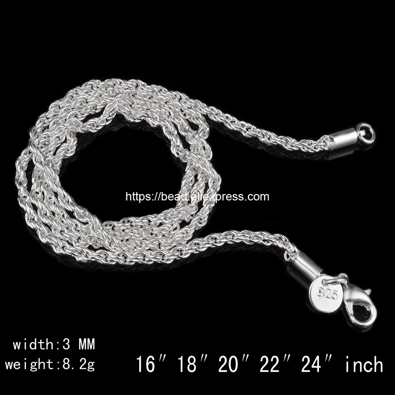 Free Shipping 3.0mm Silver Plated Lobster Clasp Rope Chain 16 18 20 22 24 inch Pick Size For handmade Jewelry DIY
Free Shipping 3.0mm Silver Plated Lobster Clasp Rope Chain 16 18 20 22 24 inch Pick Size For handmade Jewelry DIY