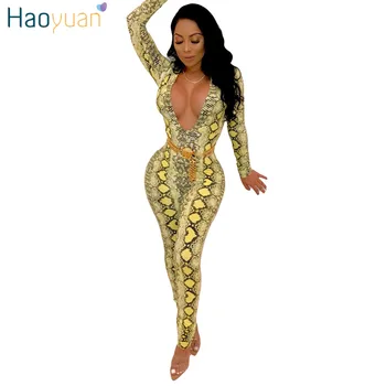 HAOYUAN Snake Print Sexy Jumpsuits Streetwear Deep-V One Piece Long Sleeve Overalls Snakeskin Bodycon Rompers Womens Jumpsuit
HAOYUAN Snake Print Sexy Jumpsuits Streetwear Deep-V One Piece Long Sleeve Overalls Snakeskin Bodycon Rompers Womens Jumpsuit