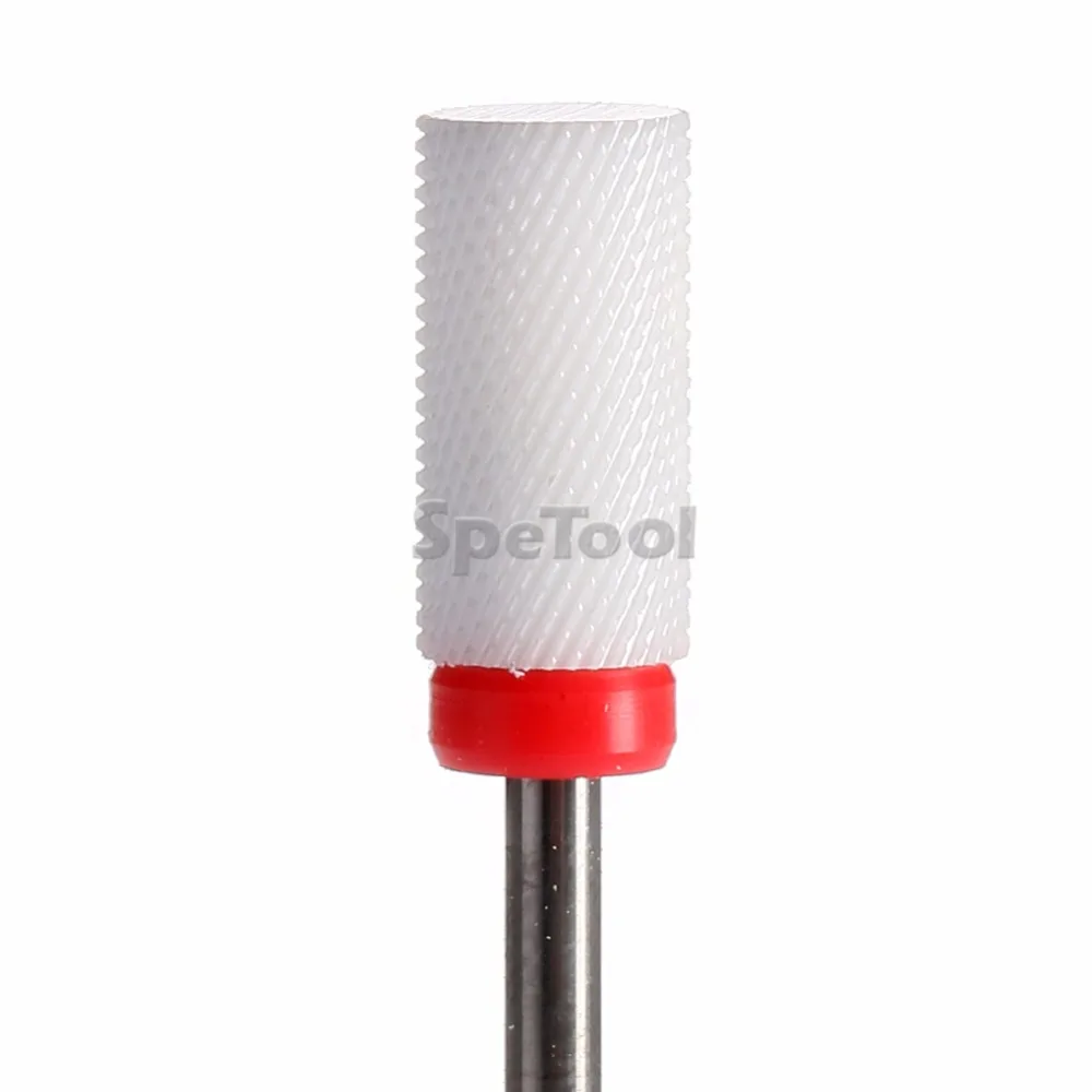 Фото SpeTool White Ceramic Nail Drill Bit Accessory For Professional Electric Manicure Machine Barrel Shape Fine Grit Salon Tool | Красота и