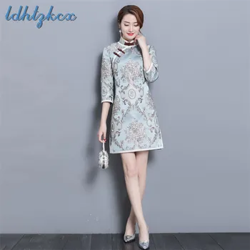 Print Embroidery Three Quarter Sleeve A-Line Mini-dress Female 2018 Autumn-winter New Fashion Office Lady Retro Slim Dress CX203
Print Embroidery Three Quarter Sleeve A-Line Mini-dress Female 2018 Autumn-winter New Fashion Office Lady Retro Slim Dress CX203