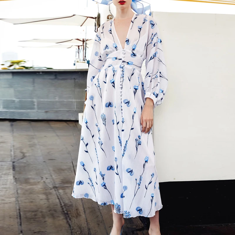 2019 New Arrival Runway Designer Dress Women Chiffon Floral Printed Long Maxi High Quality Sweet Elegant V Neck Dresses Femme
2019 New Arrival Runway Designer Dress Women Chiffon Floral Printed Long Maxi High Quality Sweet Elegant V Neck Dresses Femme