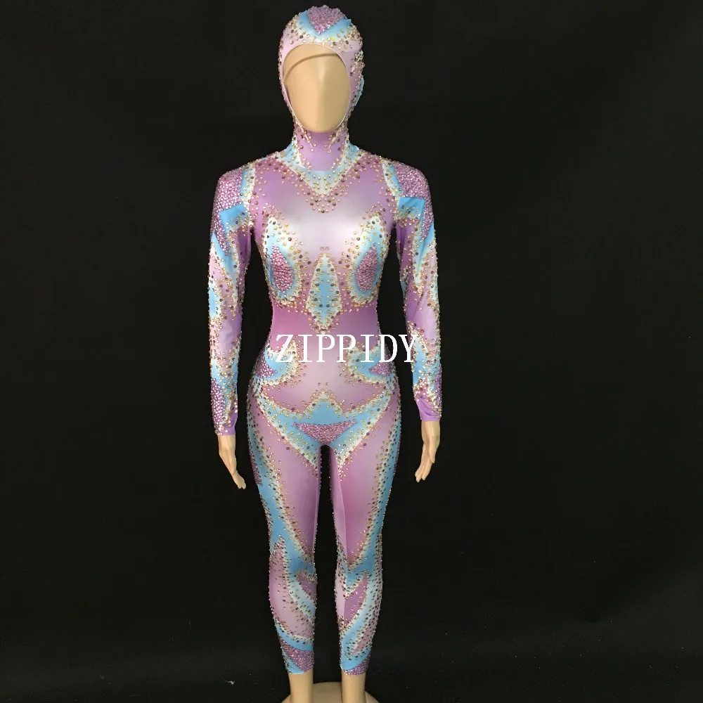 Sparkly Purple Blue Rhinestone Jumpsuit Stretch Dance Headdress Outfit Female Singer Evening Prom Celebrate Sexy Bodysuit Wear
Sparkly Purple Blue Rhinestone Jumpsuit Stretch Dance Headdress Outfit Female Singer Evening Prom Celebrate Sexy Bodysuit Wear