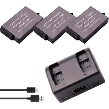 3Pcs 3.85V 2720mAh Batteries + Dual USB Charger with Type C Port for Gopro ASBBA-001 Batteries Gopro Fusion 360-Degree Camera
3Pcs 3.85V 2720mAh Batteries + Dual USB Charger with Type C Port for Gopro ASBBA-001 Batteries Gopro Fusion 360-Degree Camera
