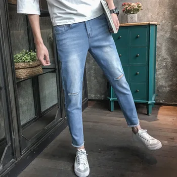 Hole Summer Mens Jeans Brand Black Slim Fit Denim Jeans Ripped Ankle-length pant Jeans Homme Plus Size
Hole Summer Mens Jeans Brand Black Slim Fit Denim Jeans Ripped Ankle-length pant Jeans Homme Plus Size