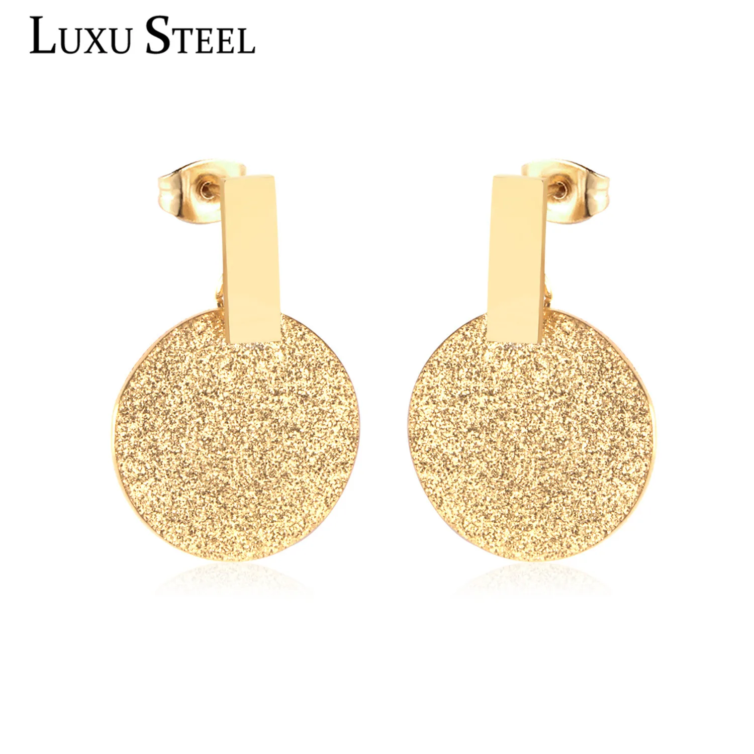 LUXUSTEEL Gold/Silver Scrub Drop Earring Stainless Steel Round Pendants Earring Fashion Jewelry Female Push Back Jewelry Party
LUXUSTEEL Gold/Silver Scrub Drop Earring Stainless Steel Round Pendants Earring Fashion Jewelry Female Push Back Jewelry Party
