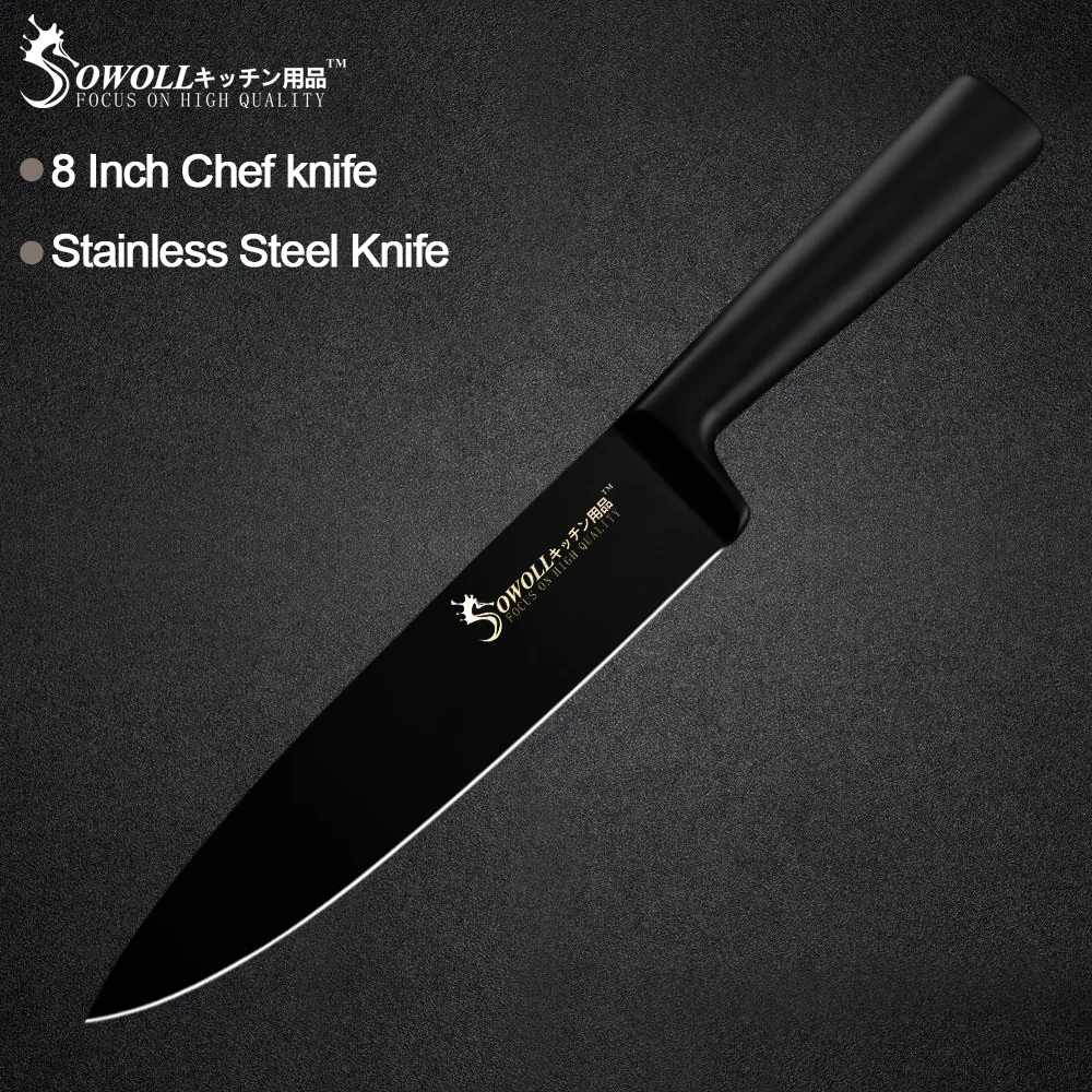 Sowoll 8'' Chef Kitchen Stainless Steel Knife Seamless Welding Black Handle Knife Meat Fish Steak Bread Kitchen Gadgets Tools
Sowoll 8'' Chef Kitchen Stainless Steel Knife Seamless Welding Black Handle Knife Meat Fish Steak Bread Kitchen Gadgets Tools