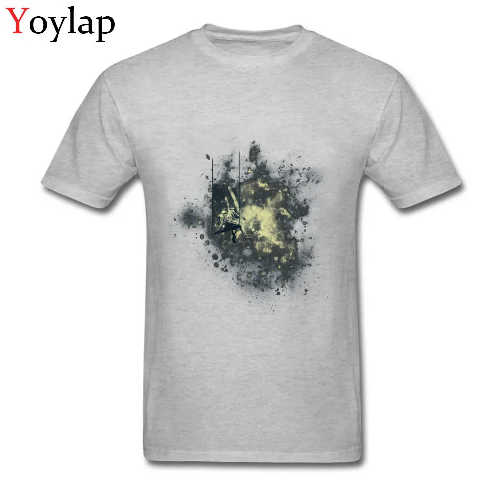 100% Cotton T Shirts for Men Short Sleeve Printed On Tops Shirts Retro Summer Autumn Summer Space Painters Round Collar Tee Shirt grey