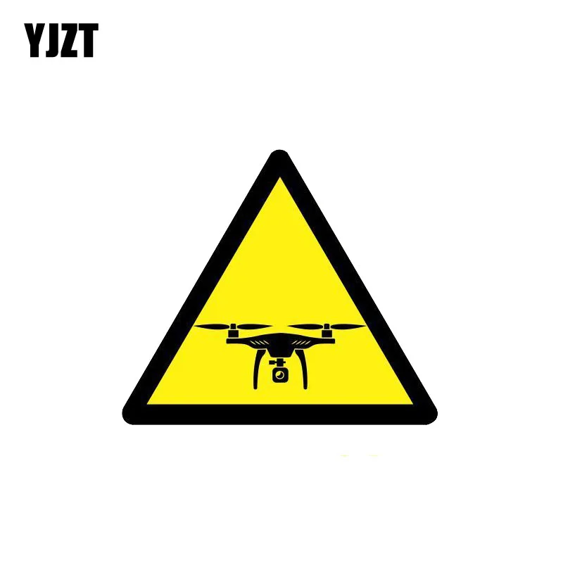 

YJZT 11CM*9.6CM Warning Car Sticker Caution Drones Reflective PVC Decal 12-1076