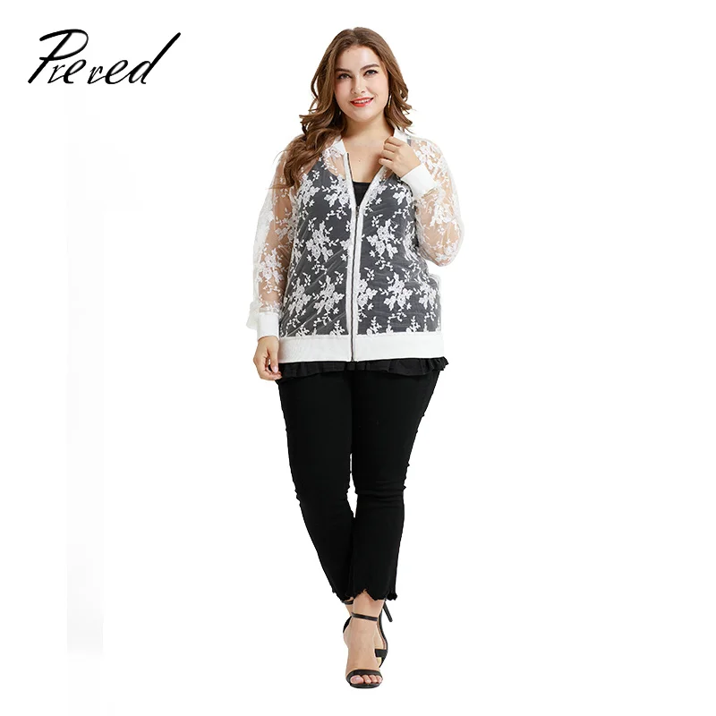 Prered 2019 plus size Jacket Woman Spring and Summer Round neck coat mesh embroidered knitting white clothes XXXL
Prered 2019 plus size Jacket Woman Spring and Summer Round neck coat mesh embroidered knitting white clothes XXXL