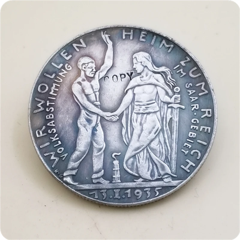 1935 GERMANY Third Reich Medal,Saar Plebiscite commemorative COPY COIN FREE SHIPPING
1935 GERMANY Third Reich Medal,Saar Plebiscite commemorative COPY COIN FREE SHIPPING