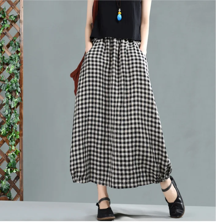 Spring Skirt Women Retro Long Elastic Waist Skirt New Ladies Loose Plaid pocket Mori girl Fashion Casual Ladies Skirt 2019
Spring Skirt Women Retro Long Elastic Waist Skirt New Ladies Loose Plaid pocket Mori girl Fashion Casual Ladies Skirt 2019
