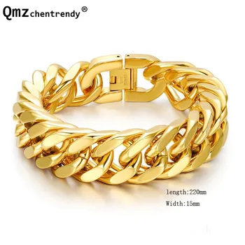 High Quality Stainless Steel Gold Curb Cuban Chain Link Thick Bracelets Trendsetter Jewelry Rapper Men Women Accessories Bangle
High Quality Stainless Steel Gold Curb Cuban Chain Link Thick Bracelets Trendsetter Jewelry Rapper Men Women Accessories Bangle