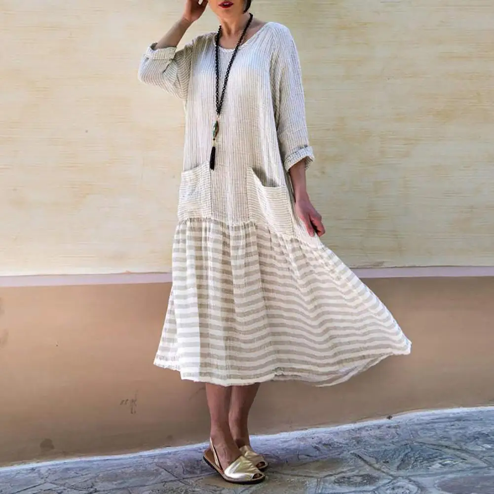 Summer Dress 2019 Casual Striped Plus Size Long Sleeve O-Neck Loose Women Tunic Dress with Pockets
Summer Dress 2019 Casual Striped Plus Size Long Sleeve O-Neck Loose Women Tunic Dress with Pockets