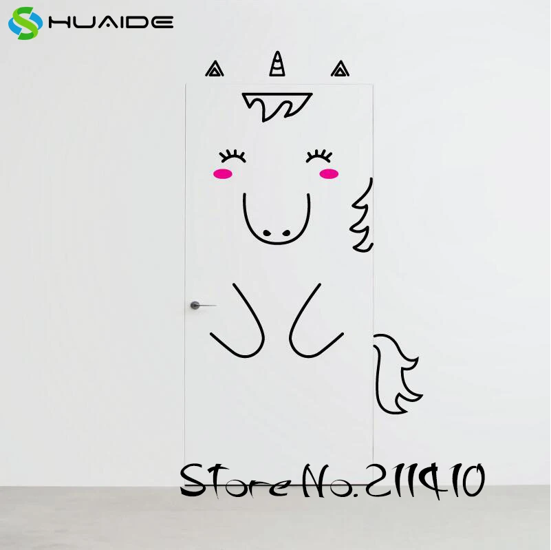 Large Size Unicorn Door Character Wall Stickers Removable Vinyl Art Decals For Refrigerator Nursery Best Gift Kids A319 | Дом и сад