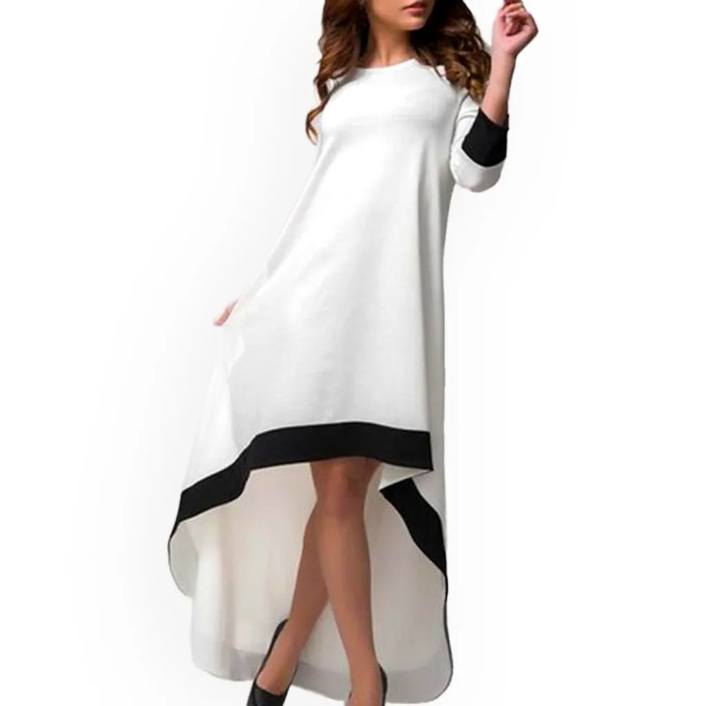 New Summer Fashion Round Neck Black Sleeve Side Seven-Point Sleeve Simple Black And White Dress Simple Long Dress Summer
New Summer Fashion Round Neck Black Sleeve Side Seven-Point Sleeve Simple Black And White Dress Simple Long Dress Summer