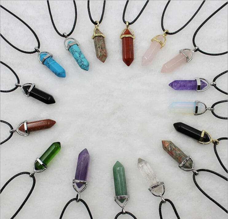Promotion!!Mixed Natural Stone Quartz Hexagon Reiki Point Bullet Necklace 10pcs/lot with leather chain 18"
Promotion!!Mixed Natural Stone Quartz Hexagon Reiki Point Bullet Necklace 10pcs/lot with leather chain 18"