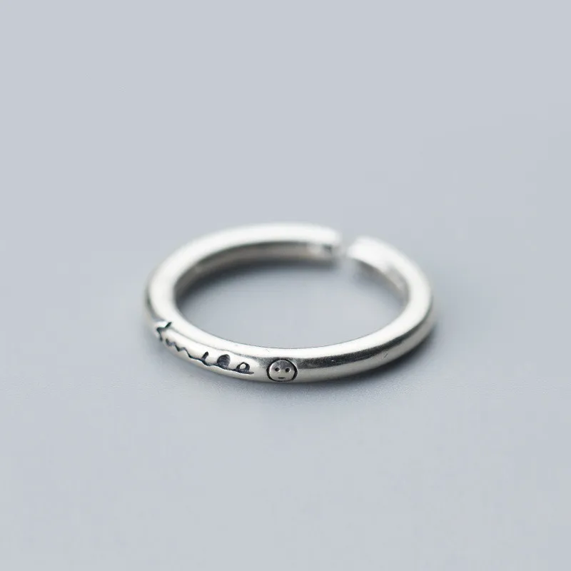 2mm Thin CUTE 100% Authentic REAL.925 Sterling Silver Fine Jewelry Emoji SMILE Letter Engraved rounded Ring adjustable GTLJ1448
2mm Thin CUTE 100% Authentic REAL.925 Sterling Silver Fine Jewelry Emoji SMILE Letter Engraved rounded Ring adjustable GTLJ1448