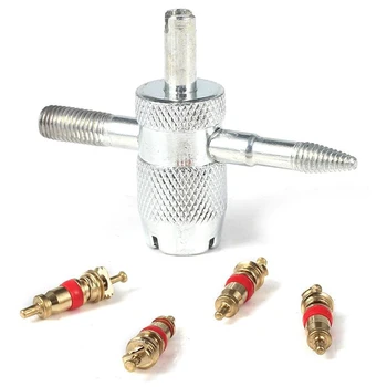 New Car Bike 4 Way Tyre Valve Repair Standard Tire Remover Tool + 4 Stem Cores Kit
New Car Bike 4 Way Tyre Valve Repair Standard Tire Remover Tool + 4 Stem Cores Kit