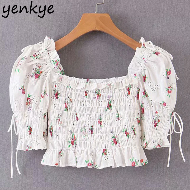 2019 Womn Elastic Sweet Floral Print Crop Top Romantic Lady Puff Sleeve Square Neck Ruched Edge White Summer Tops LJPZ9081
2019 Womn Elastic Sweet Floral Print Crop Top Romantic Lady Puff Sleeve Square Neck Ruched Edge White Summer Tops LJPZ9081