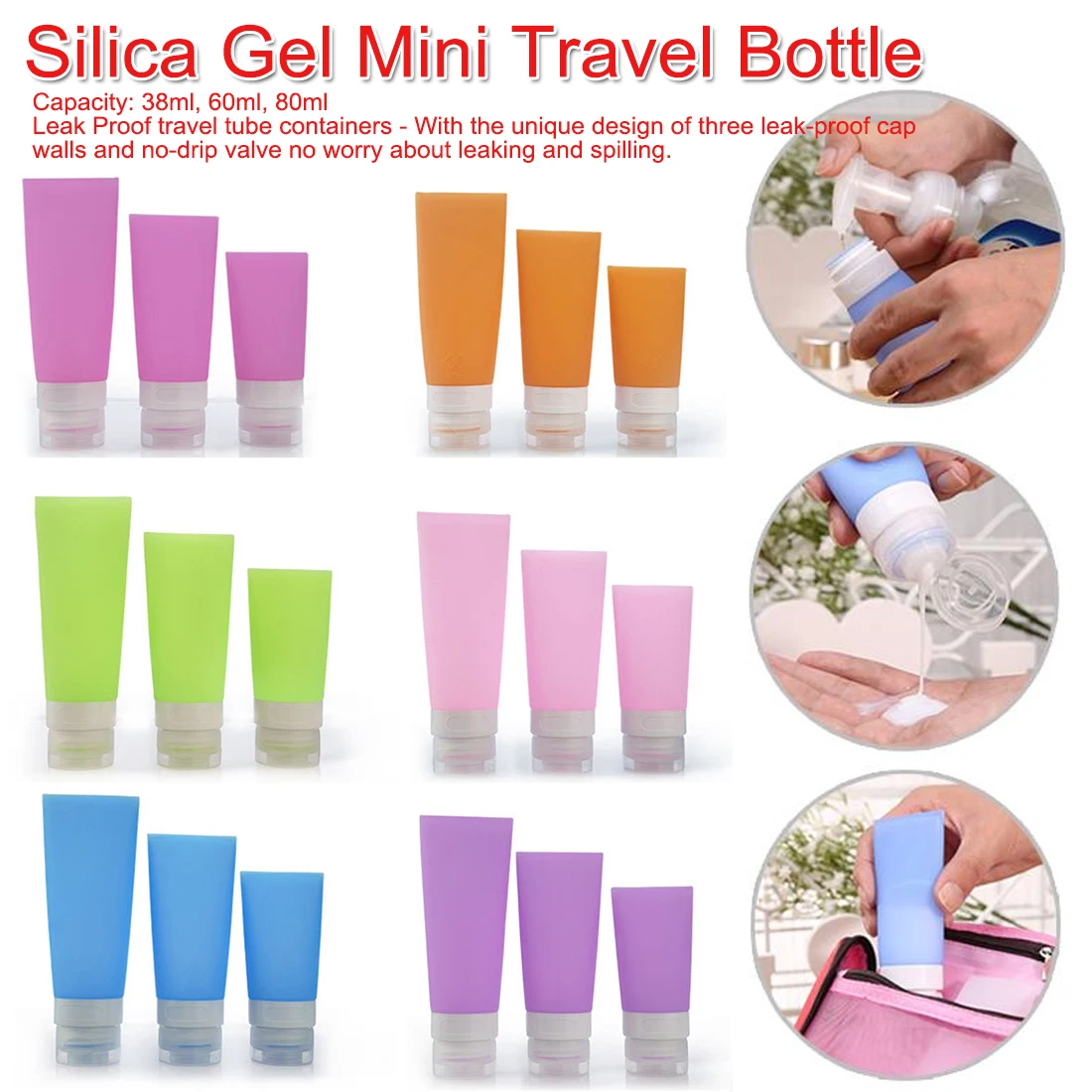 Portable Silicone Mini Travel Bottles Colorful Empty Clear Tube Cosmetic Cream Lotion Containers Refillable Bottles
Portable Silicone Mini Travel Bottles Colorful Empty Clear Tube Cosmetic Cream Lotion Containers Refillable Bottles