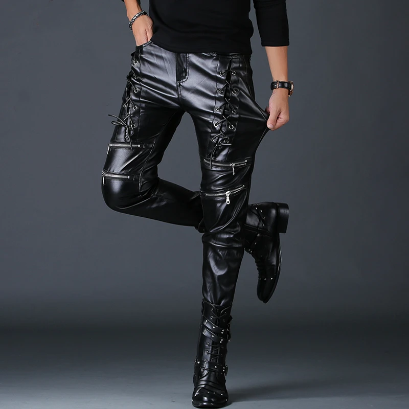 men personality fake zippers design skinny faux leather pants youth rock nightclub motorcycle clothing autumn winter trousers
men personality fake zippers design skinny faux leather pants youth rock nightclub motorcycle clothing autumn winter trousers