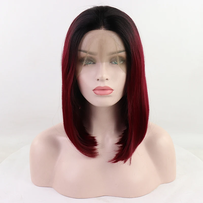 Fantasy Beauty 2 Tones Black Ombre Red Synthetic Lace Front Wigs Heat Resistant Fiber Hair Dark Roots Short Bob Straight Hair
Fantasy Beauty 2 Tones Black Ombre Red Synthetic Lace Front Wigs Heat Resistant Fiber Hair Dark Roots Short Bob Straight Hair