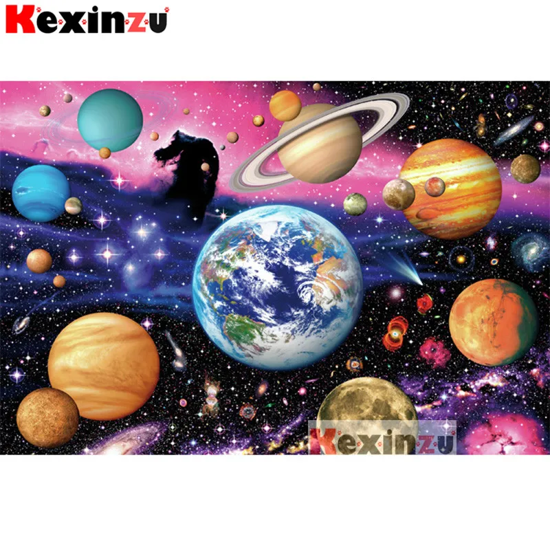Kexinzu 5d полный DIY квадратные Алмазная вышивка крестиком на рисунке Kit-universe-3d