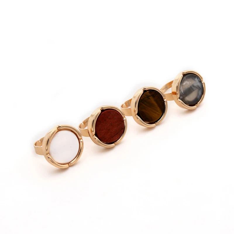 SRCOI Vintage Bohemia Style Gold Color Natural Stone Rings Round Geotric Adjustable Open Rings For Women Party Wedding Jewelry
SRCOI Vintage Bohemia Style Gold Color Natural Stone Rings Round Geotric Adjustable Open Rings For Women Party Wedding Jewelry