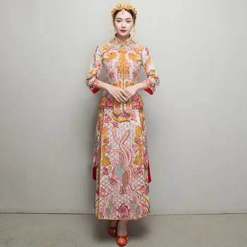 Noble Qipao slim Sexy Bride Wedding Dress Suit Traditional Chinese Women Embroidery Phoenix Hanfu Top&Skirt Marriage Set S-XXL
Noble Qipao slim Sexy Bride Wedding Dress Suit Traditional Chinese Women Embroidery Phoenix Hanfu Top&Skirt Marriage Set S-XXL