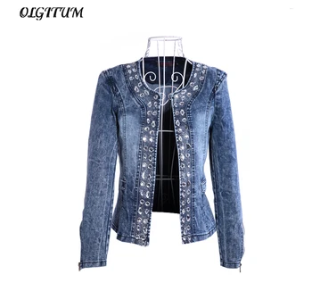 OLGITUM 2019 Retro Jackets Women Coat With Rivets Female Jacket Slim Denim Jackets Outerwear Coats Classical Rhinestone Sequins
OLGITUM 2019 Retro Jackets Women Coat With Rivets Female Jacket Slim Denim Jackets Outerwear Coats Classical Rhinestone Sequins