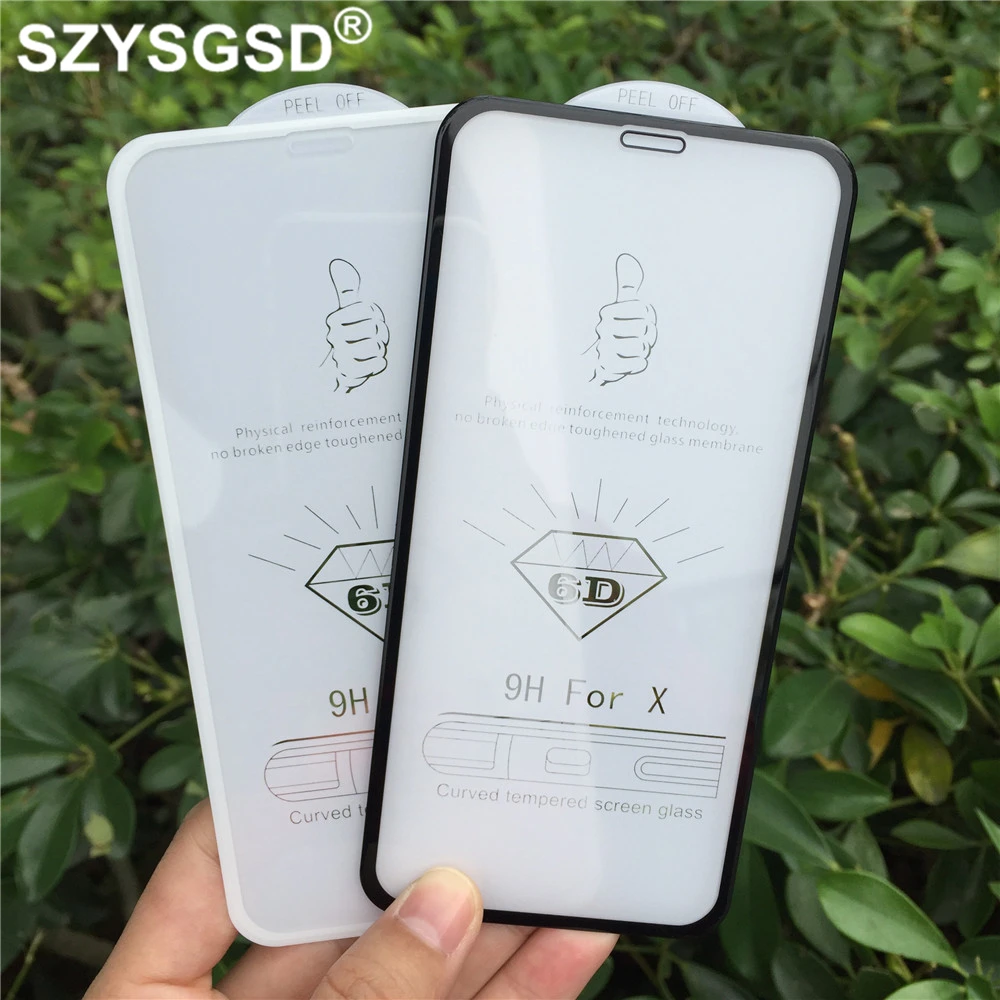 Szysgsd полное покрытие закаленное Стекло для IPhone X Экран протектор 6D защитный