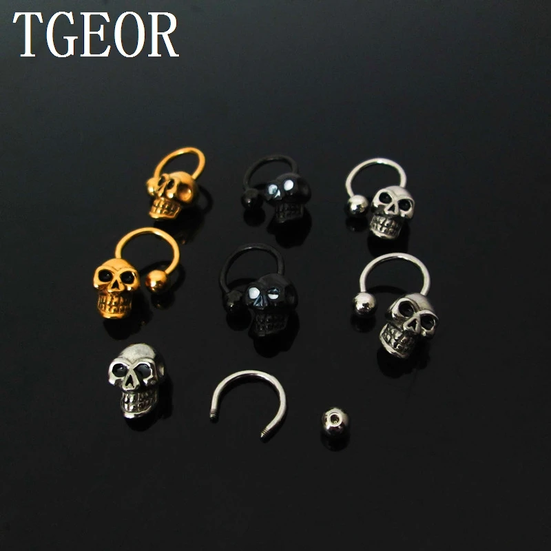 Free shipping 1 pair 1.2*8*4mm skull surgical Steel circular piercing plated titanium piercing horseshoe ring
Free shipping 1 pair 1.2*8*4mm skull surgical Steel circular piercing plated titanium piercing horseshoe ring