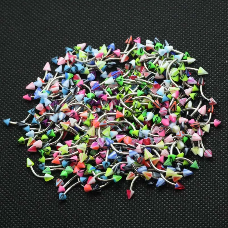 uv acrylic 50pcs mix color design eyebrow ring wholesale body piercing jewelry mix 3mm spike cone curved rings
uv acrylic 50pcs mix color design eyebrow ring wholesale body piercing jewelry mix 3mm spike cone curved rings