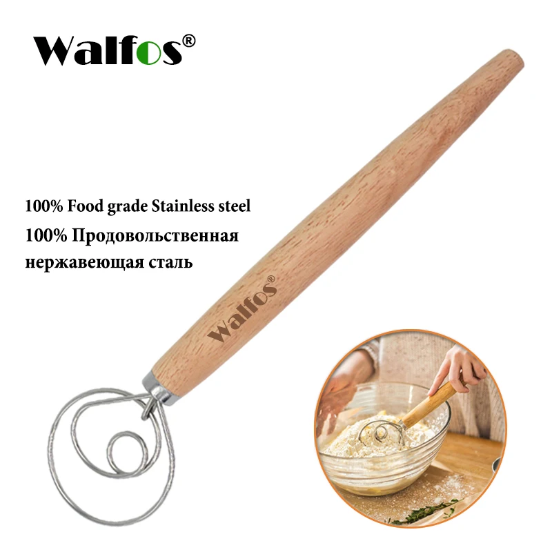 Description Picture 6 of itemWALFOS Stainless Steel Danish Dough Mixer Cake Bread Pastry Dough Mixer Stick Egg Beater Tool Mixing Tool Oak Handle