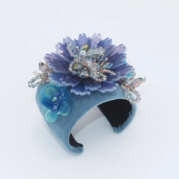 

2018 Elegent Blue and Pink Baroque Vintage Cuff Bangles Statement Jewelry Indian Bracelet Bangles