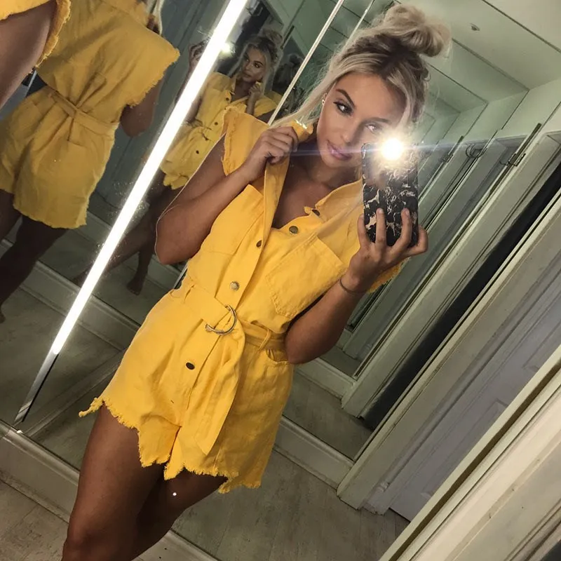 Women Casual Sashes Jumpsuit Short Solid Elegant Tassel Hem Romper Summer Sleeveless Pure Playsuit
Women Casual Sashes Jumpsuit Short Solid Elegant Tassel Hem Romper Summer Sleeveless Pure Playsuit