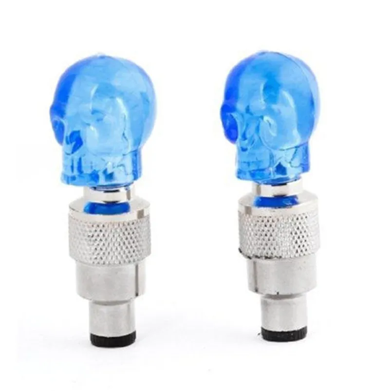 2pcs Skull Shape Valve Cap LED bike Light Wheel Tyre Lamp for Car Motorbike Bike bicycle lights led fahrrad licht #4S21 (7)
