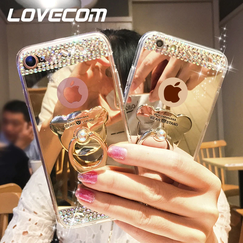 LOVECOM For iPhone 4 4S 5 5S 6 6S Plus 7 8 Plus X Case DIY Ring Brackets Holder Glitter Stand Soft TPU Back Cover Mirror Case
LOVECOM For iPhone 4 4S 5 5S 6 6S Plus 7 8 Plus X Case DIY Ring Brackets Holder Glitter Stand Soft TPU Back Cover Mirror Case