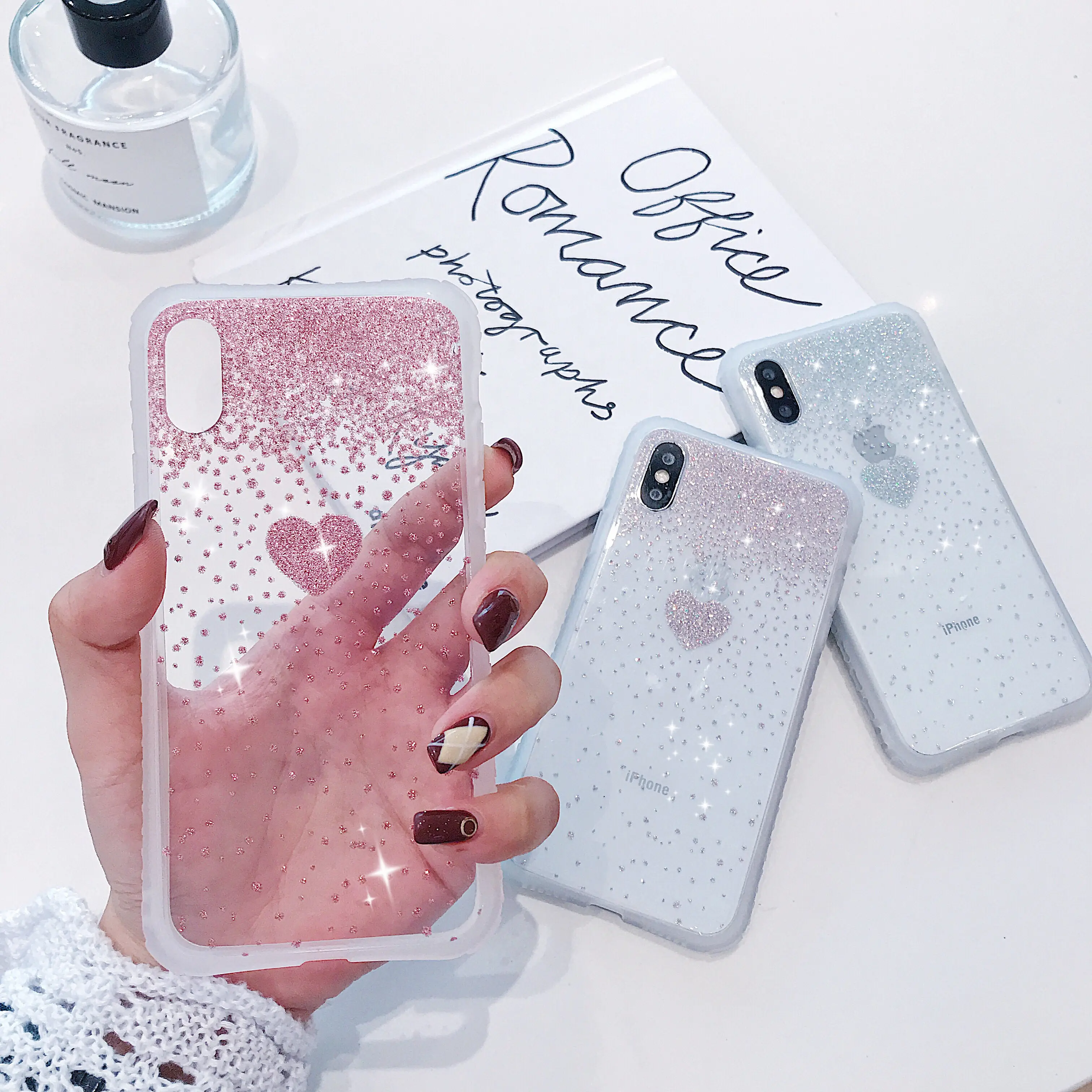 Cute Glitter Bling Sequins Light Pink Gold Love Heart Phone Cases For iphone X XR XS MAX 6S 6 7 8 Plus Transparent Cover Coques
Cute Glitter Bling Sequins Light Pink Gold Love Heart Phone Cases For iphone X XR XS MAX 6S 6 7 8 Plus Transparent Cover Coques