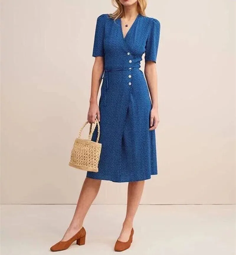 2019 New Women Chic Wrap Dress Summer Polka Dot Print Short Sleeve Side Buttons Sweet Slim Midi Dress
2019 New Women Chic Wrap Dress Summer Polka Dot Print Short Sleeve Side Buttons Sweet Slim Midi Dress